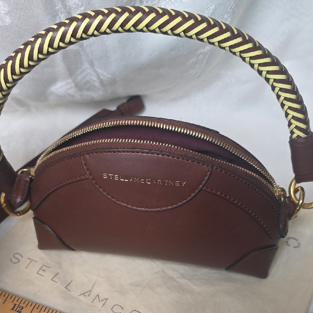 Stella McCartney Brown Braided-Handle Mini Dome Bag - Picture 9 of 14